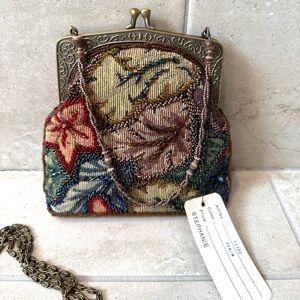 Stephanie Vintage NWT Tapestry Beaded Evening Bag with 2 straps